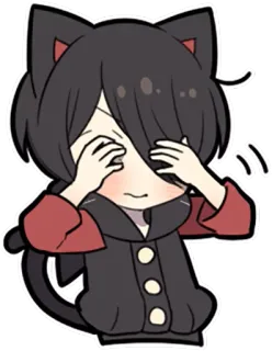 🙈 Anime, Katzenohren, Süß, Verlegen, Kawaii, Chibi, Katze whatsapp sticker