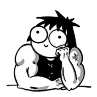 ☺️ cartone animato, personaggio, muscoli, palestra, tatuaggio, flettere i muscoli telegram sticker