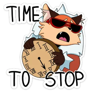😴 TIME TO STOP clock, fox, time, stop telegram sticker