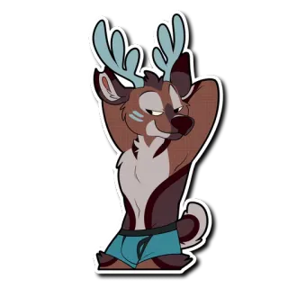 😘 cerf, poilu, bois, animal, dessin animé telegram sticker