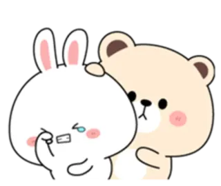 😋 lapin, ours, mignon, animaux, autocollant, pleurer, dessin animé, triste telegram sticker