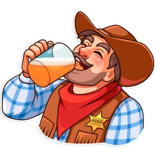 🍺 SHERIFF Shérif, Cow-boy, Boire, Bière, Alcool, Dessin animé telegram sticker