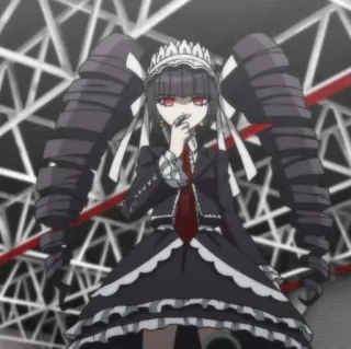 🃏 Celestia Ludenberg Danganronpa Anime, Gótico, Personagem, Rabo de cavalo, Olhos vermelhos telegram sticker