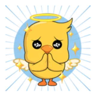 😇 pollito, ángel, lindo, amarillo, pájaro, alas, halo whatsapp sticker