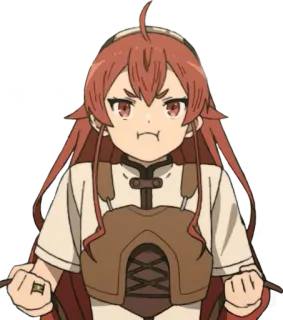 😠 Eris Boreas Greyrat Mushoku Tensei 애니메이션, 무직전생, 에리스 보레아스 그레이랫, 화남, 빨간 머리, 귀여움 telegram sticker