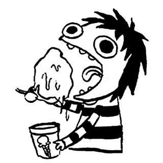 🍦 comendo, sorvete, desenho animado, comida, fome, sobremesa whatsapp sticker
