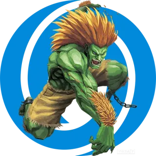 😀 Blanka Street Fighter Blanka, Street Fighter, personnage jeu vidéo, vert, monstre, jeu de combat telegram sticker
