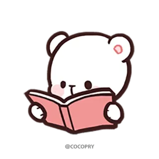 📖 ours, lecture, mignon, autocollant, dessin animé whatsapp sticker