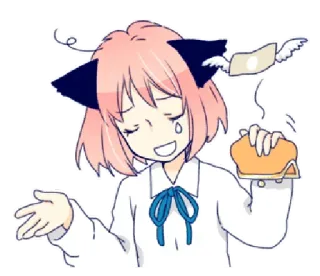 💸 Anime, Orecchie da gatto, Ragazza, Piangendo, Emozionale, Cartone animato whatsapp sticker