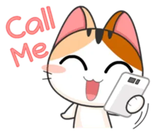 📱 Call Me chat, appel, téléphone, mignon, autocollant, animal whatsapp sticker
