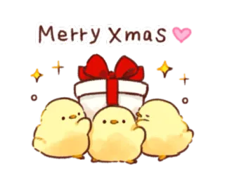 🐥 Merry Xmas christmas, holiday, winter, chicks, cute, present, gift telegram sticker