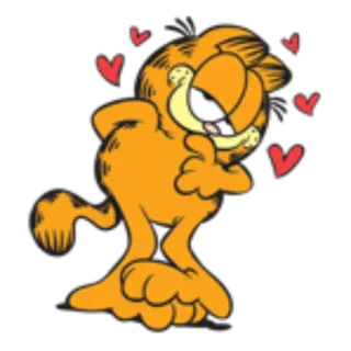 🥰 Garfield garfield, kot, kreskówka, serca, miłość, słodki, pomarańczowy kot telegram sticker