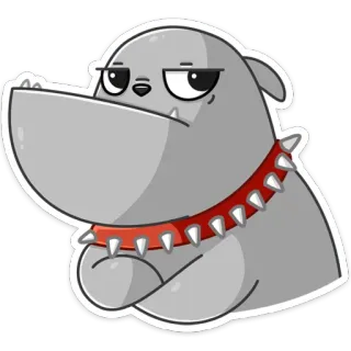😡 chien, bouledogue, animal, collier, dessin animé, autocollant whatsapp sticker