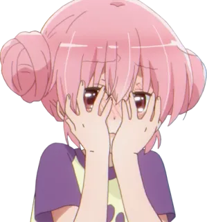 😳 anime, ragazza, capelli rosa, triste, carina, personaggio, kawaii telegram sticker