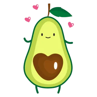 💛 alpukat, imut, hati, kawaii, makanan, buah telegram sticker