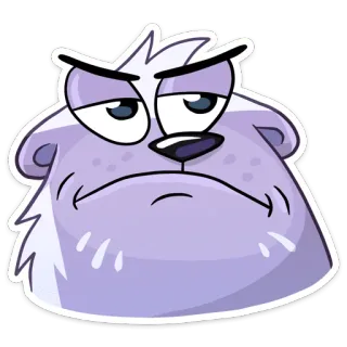 😕 Мультфильм, Животное, Медведь, Злой, Голова, Выражение telegram sticker