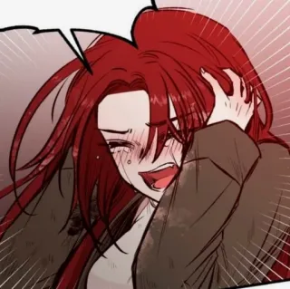😭 哭泣, 悲伤, 情绪化, 女人, 红头发, 眼泪 telegram sticker