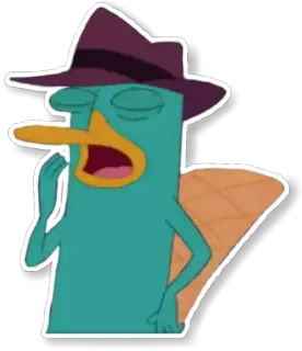 😒 Perry the Platypus Phineas and Ferb platypus, cartoon, animal, agent, secret whatsapp sticker