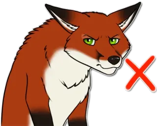 🔴 renard, non, rejeté, animal, dessin animé, négatif whatsapp sticker