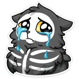 😭 llorando, triste, furry, esqueleto, lágrimas, animal whatsapp sticker