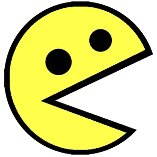 😶 Pac-Man Pac-Man, juego arcade, juego retro, icono de videojuegos, años 80, videojuego telegram sticker