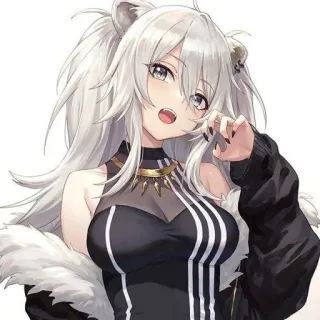 ❤️ anime, girl, white hair, animal ears, collar telegram sticker