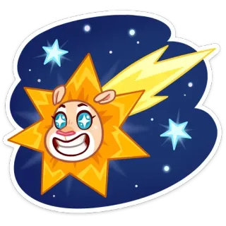 ☄️ ดาว, การ์ตูน, ประกาย, น่ารัก, ตา, ตลก, การ์ตูน telegram sticker