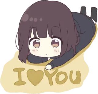 😘 I♥YOU любовь, сердце, милый, аниме, мультфильм, я люблю тебя, сообщение, каваий telegram sticker