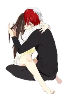 💏 Shoto Todoroki My Hero Academia Anime, Peluk, Romansa, Pasangan, Fanart whatsapp sticker