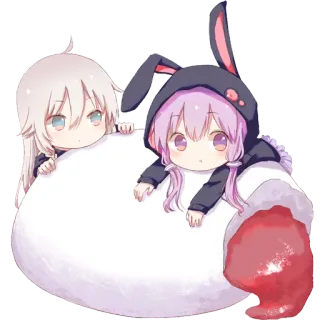 😋 アニメ, ちび, かわいい, 可愛い, うさぎ, 女の子, デジタルアート telegram sticker