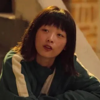 😐 女人, 肖像, 人物, 刘海, 鱿鱼游戏 telegram sticker