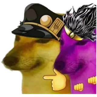 🤠 doge, meme, jojo, jotaro, cane, indicando, cheems telegram sticker