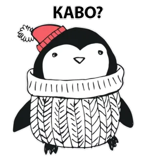 🐧 KABO? ペンギン, 冬, かわいい, 動物, マンガ, セーター, 帽子 telegram sticker