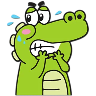 😰 crocodile, cartoon, animal, green, scared, cute, illustration telegram sticker