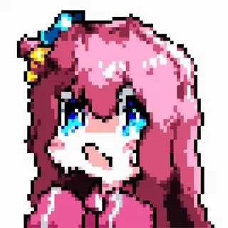 😨 Pixel art, Anime, Urocze, Kreskówka, Różowe włosy, Dziewczyna telegram sticker