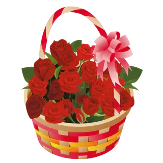 💐 розы, цветы, корзина, букет, красный, цветочный, подарок telegram sticker