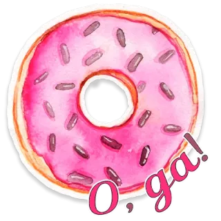 🍩 O, da! donut, sprinkles, pink, watercolor, food, dessert telegram sticker