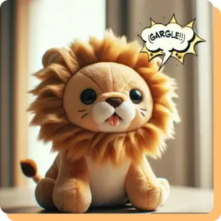👩‍🔧 Gargle!! lew, pluszak, słodki, kreskówka, zwierzę, pluszak, zabawka whatsapp sticker