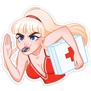 😡 Socorrista, Dibujos animados, Rubia, Primeros auxilios, Rescate telegram sticker