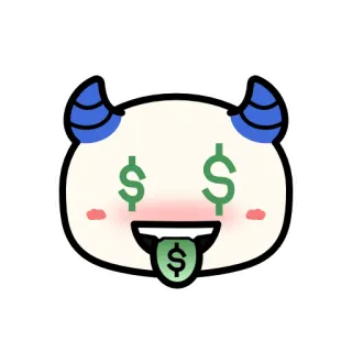🤑 dinero, avaricia, dólares, dibujo animado, emoji, diablo, lengua, riqueza telegram sticker