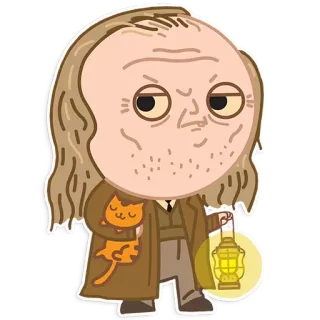 😺 Argus Filch Harry Potter cartoon, cat, lamp, wizard, caretaker telegram sticker