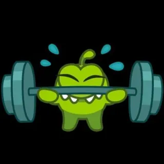 😮‍💨 Om Nom Cut the Rope cartoon, exercise, weightlifting, fitness, cute, monster telegram sticker