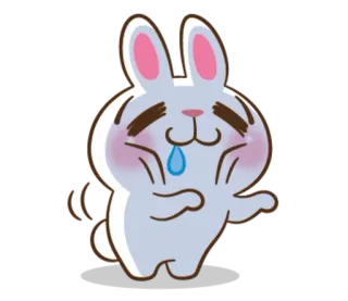 😆 кролик, плачет, грустный, слезы, эмодзи, стикер, зайчик whatsapp sticker