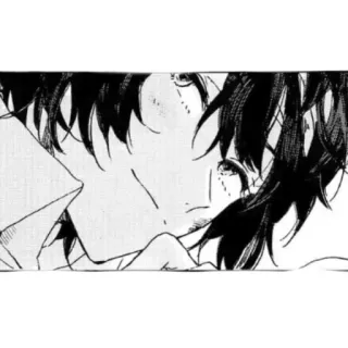 😊 anime, manga, sad, monochrome, black and white, tearful telegram sticker