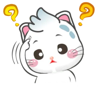 🤔 cat, question mark, thinking, cute, cartoon telegram sticker
