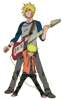 🎸 anime, guitar, yellow, cartoon, character whatsapp sticker
