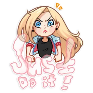 💪 JUST DO IT! motivasi, kartun, gadis, bertekad telegram sticker