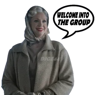 👆 WELCOME INTO THE GROUP mulher, saudação, bem-vindo, grupo, expressão, feliz telegram sticker