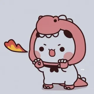 🌟 Dibujo animado, Animal, Dinosaurio, Fuego, Lindo, Personaje, Kawaii, Adhesivo telegram sticker