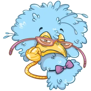 😴 Cartoon, Vogel, Brille, Fliege, Figur telegram sticker